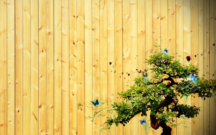 Arbre et papillons fond écran wallpaper