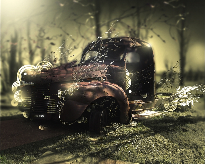 Voiture abandonnée fond écran wallpaper