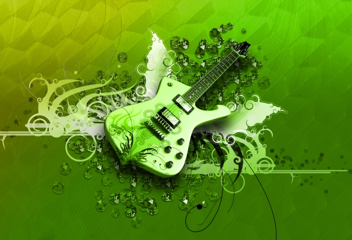 Guitare verte fond écran wallpaper